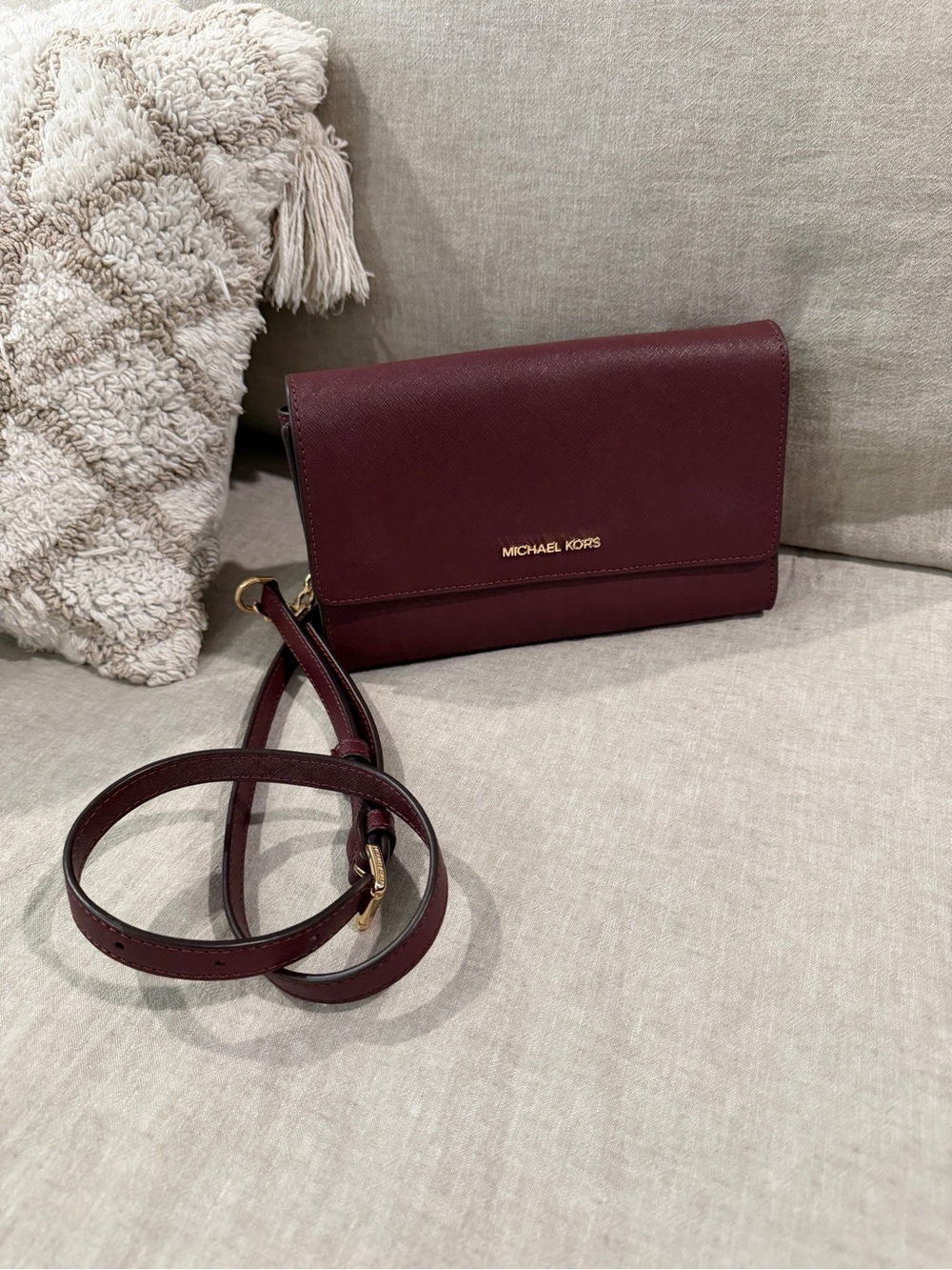 Michael Kors Wine Red Crossbody Wallet